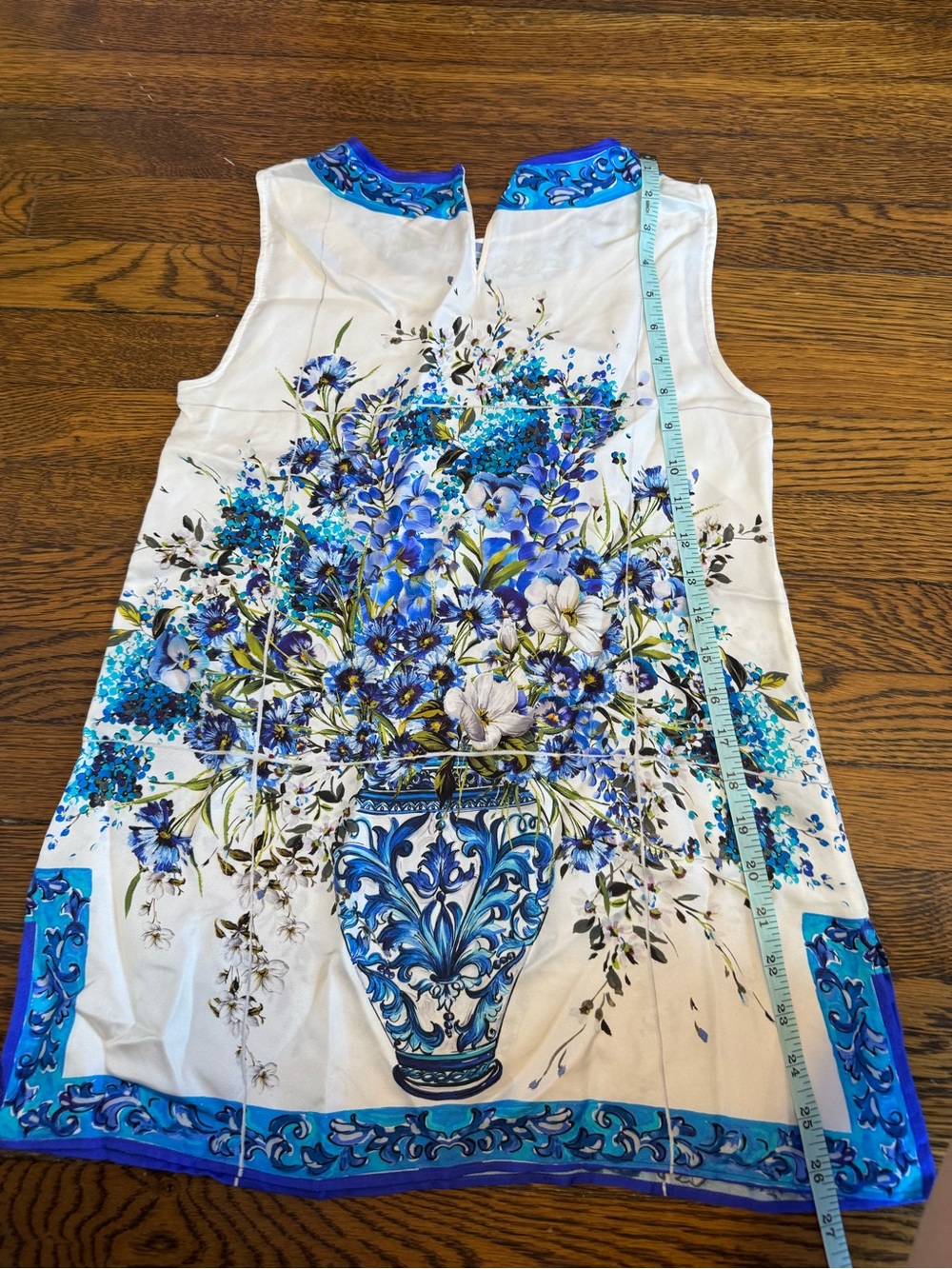 Dolce&Gabbana blue silk majolica Sleeveless Floral Vase Print blouse top IT 38 - Picture 11 of 13